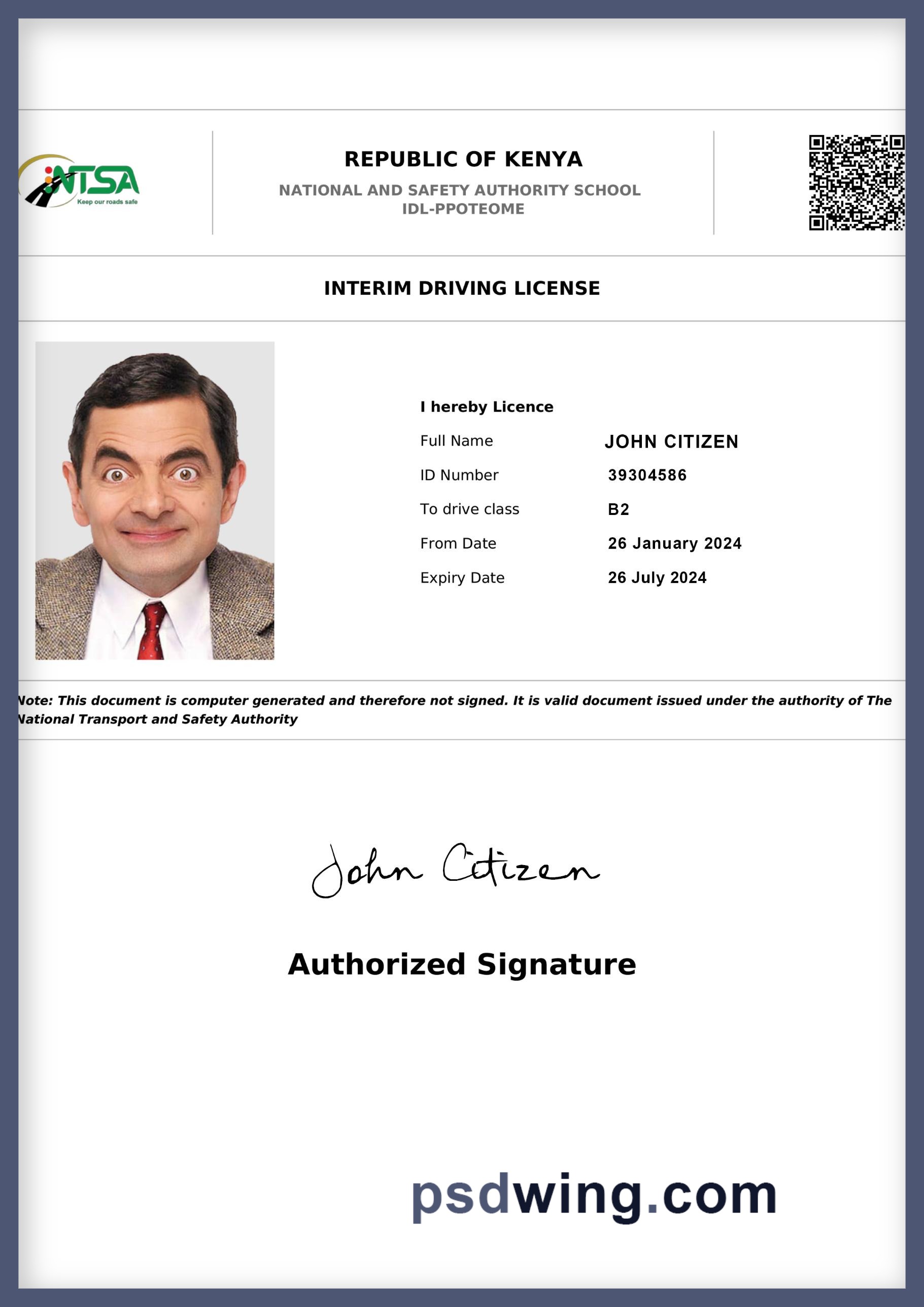 Kenya Interim Driving Permit